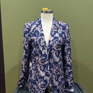 Hinge Paisley Blazer - Navy and Orange